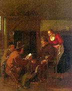 Ludolf de Jongh Messenger Reading to a Group in a Tavern Sweden oil painting reproduction